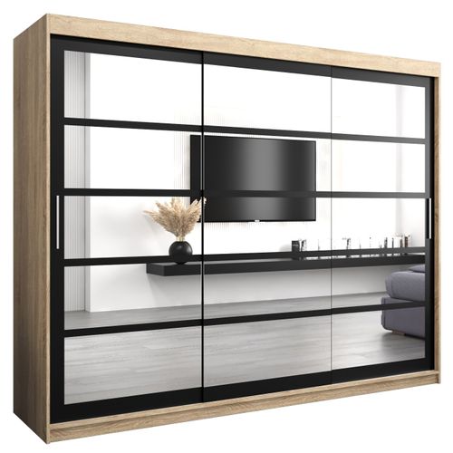Armoire Roma 2 à Portes Coulissantes 200/250/62 3 Portes (sonoma/noir)