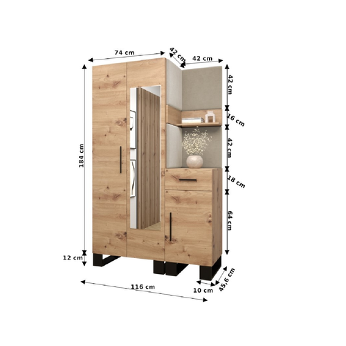Ensemble De Garde-robe Artin 16 196/116/46 (chêne Artisanal/manila 02)