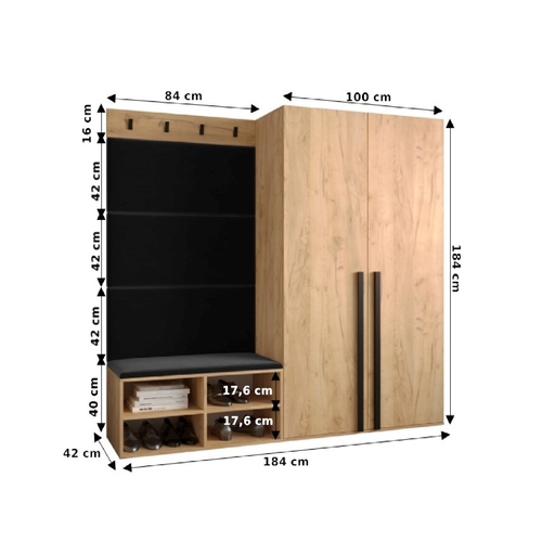Ensemble De Garde-robe Miro 5 184/184/42 (chêne Artisanal/manila 02)