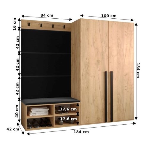 Ensemble De Garde-robe Miro 5 184/184/42 (chêne Artisanal/manila 18)
