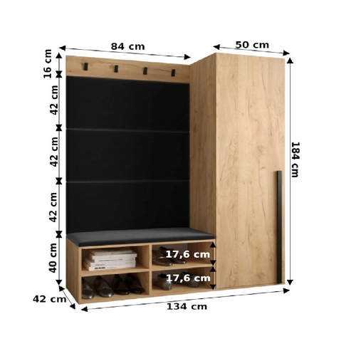 Ensemble De Garde-robe Miro 6 184/134/42 (chêne Artisanal/manila 16)