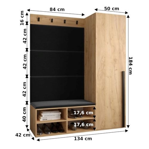 Ensemble De Garde-robe Miro 6 184/134/42 (chêne Artisanal/manila 18)