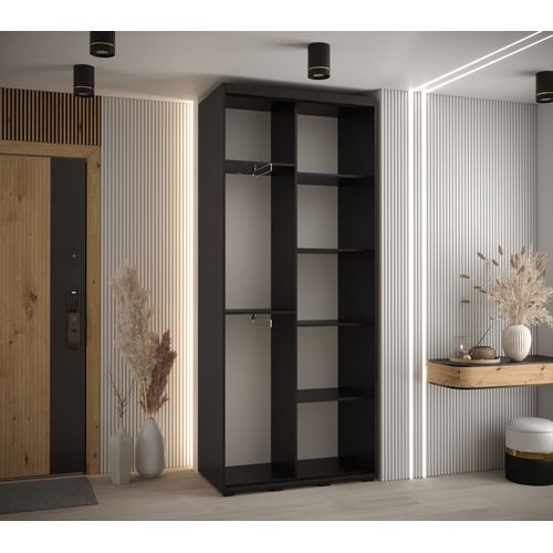 Armoire Davos 1 à Portes Coulissantes 235,2/120/45 2 Portes (noir/artisan/noir)