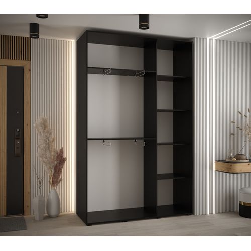 Armoire Davos 1 À Portes Coulissantes 150x45x235.2 Cm - 3 Portes (noir/artisan/argent)