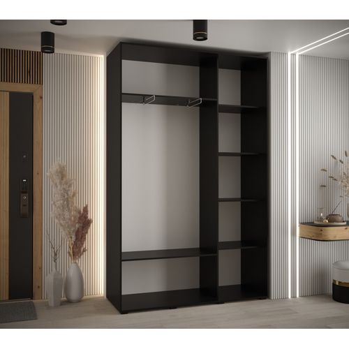 Armoire Davos 1 À Portes Coulissantes 150x45x235.2 Cm - 3 Portes (noir/artisan/argent)
