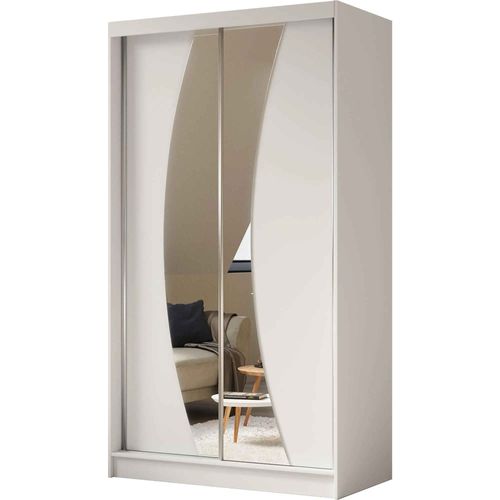 Armoire Vox 120 Cm – 2 Portes Coulissantes Avec Miroir – Blanc