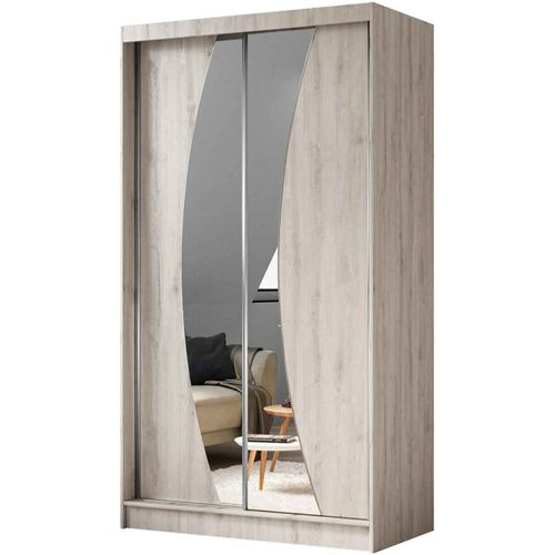 Armoire Vox 120 Cm – 2 Portes Coulissantes Avec Miroir – Chêne Sonoma