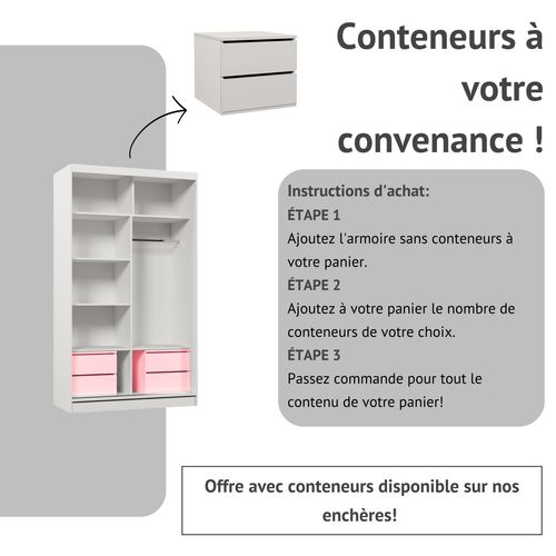 Armoire Vox 120 Cm – 2 Portes Coulissantes Avec Miroir Et 2 Modules à Tiroirs – Chêne Sonoma