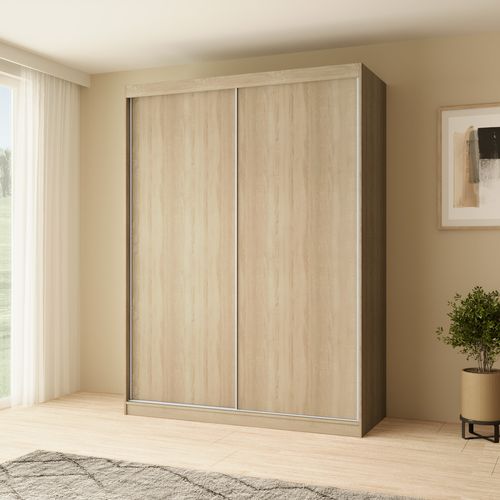 Armoire 2 Portes Coulissantes – Mario 150 cm - Chêne Sonoma