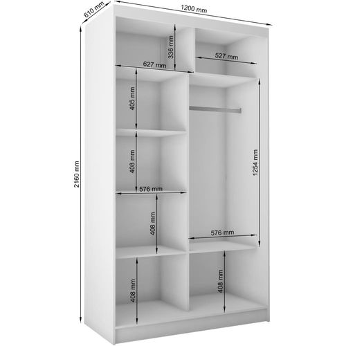 Armoire 2 Portes Coulissantes – Mario 120 cm - Blanc