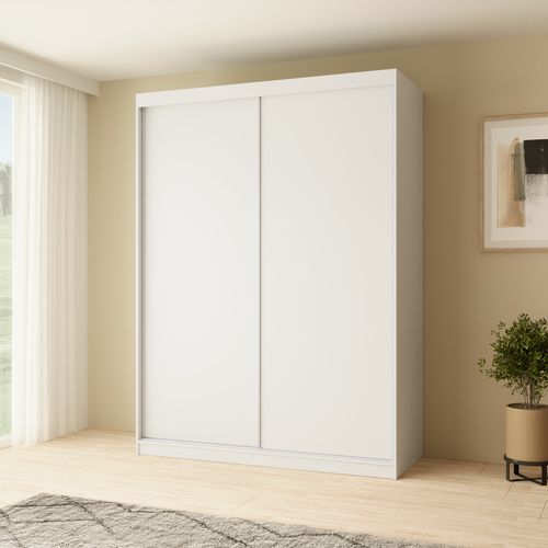 Armoire 2 Portes Coulissantes – Mario 150 cm - Blanc