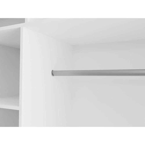 Armoire Helix 120 Cm, 2 Portes Coulissantes, 2 Tiroirs, Miroir, Blanc et Noir Lamelles