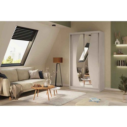 Armoire Vox 120 Cm – 2 Portes Coulissantes Avec Miroir – Cachemire