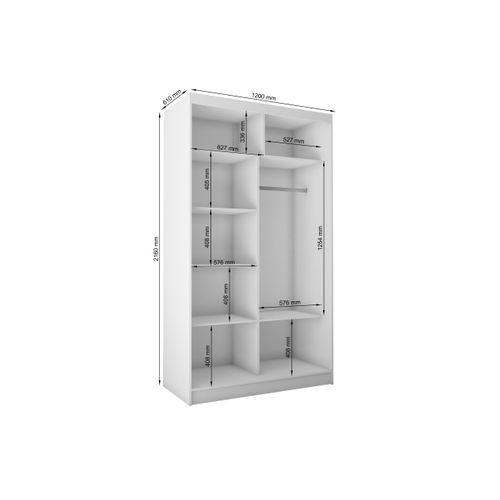 Armoire Vox 120 Cm – 2 Portes Coulissantes Avec Miroir – Cachemire