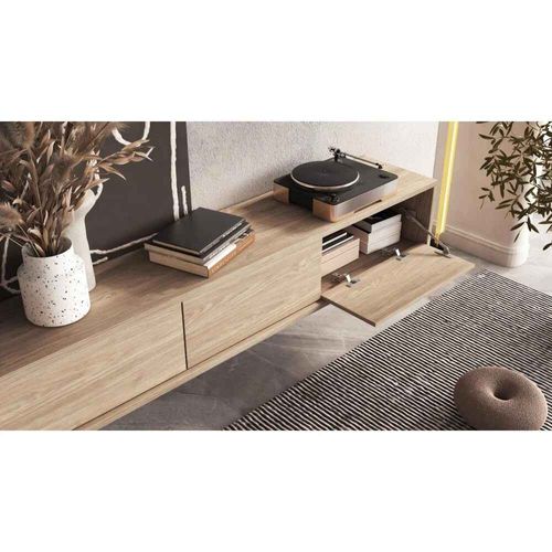 Meuble TV Avec 2 Abattants, 180cm,  Chêne Huilé, Frida