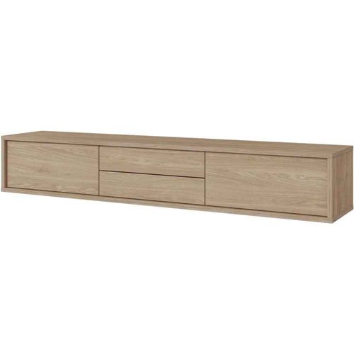 Meuble TV Avec 2 Abattants Et 2 Tiroirs, 180cm, Chêne Huilé Frida