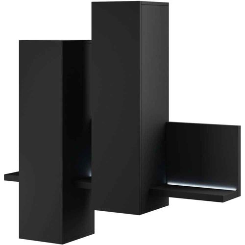 Meuble Mural Avec Étagère, 152 Cm, Avec Éclairage LED, Noir Mat, Bota