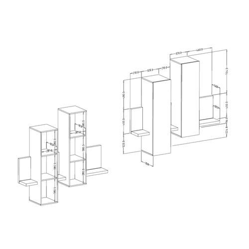 Meuble Mural Avec Étagère, 152 Cm, Avec Éclairage LED, Noir Mat, Bota