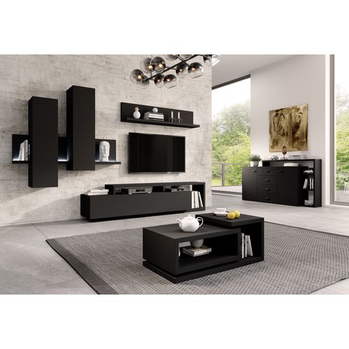 Commode 4 Tiroirs, 180 Cm, Noir Mat, Bota