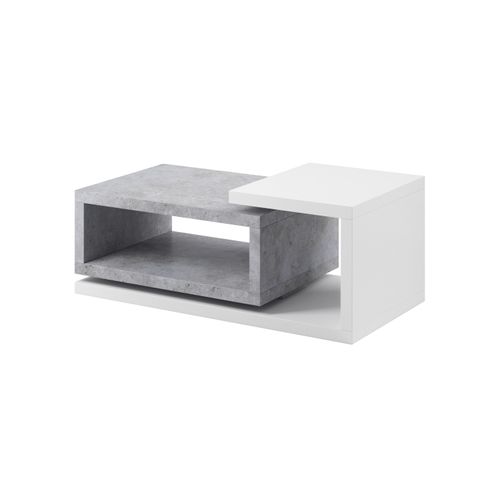 Table Basse 120×60 Cm, Blanche Avec Façade En Béton Colorado Bota