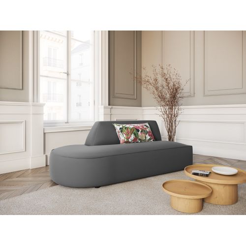 Canapé Modulable Gauche "charles" 2 Places En Velours Gris Foncé