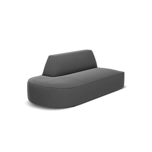 Canapé Modulable Gauche "charles" 2 Places En Velours Gris Foncé