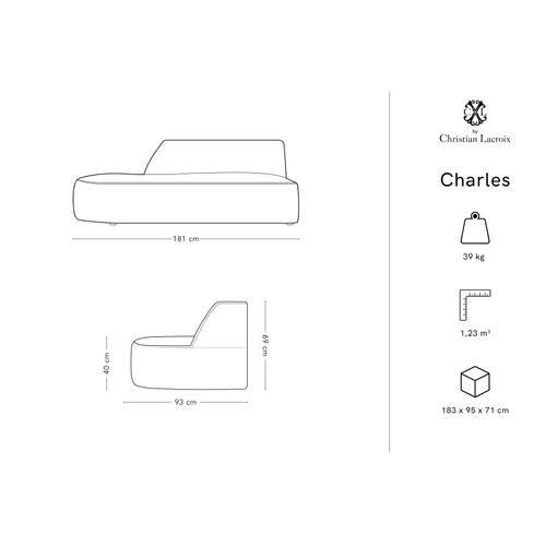 Canapé Modulable Gauche "charles" 2 Places En Velours Vert