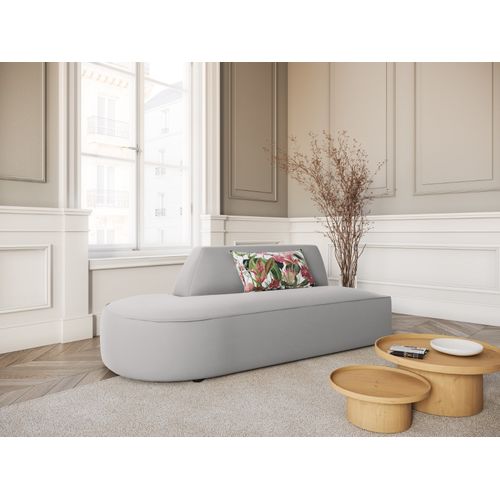 Canapé Modulable Gauche "charles" 2 Places En Velours Gris Clair