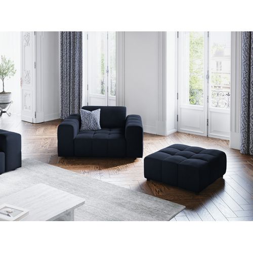 Pouf "luc" En Velours Bleu Foncé