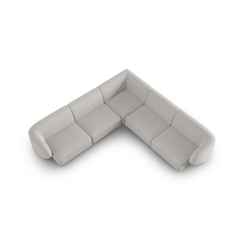 Canapé D'angle Modulable Symétrique "lionel" 6 Places En Chenille Argent Chiné