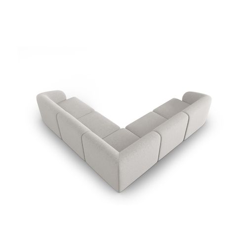 Canapé D'angle Modulable Symétrique "lionel" 6 Places En Chenille Argent Chiné