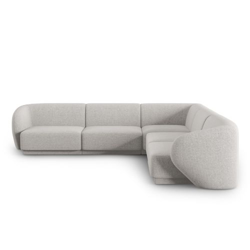 Canapé D'angle Modulable Symétrique "lionel" 6 Places En Chenille Argent Chiné