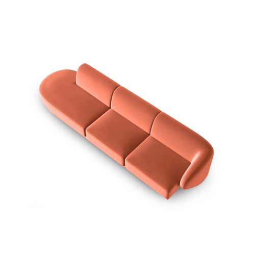 Canapé Modulable Gauche "lionel" 4 Places En Velours Corail