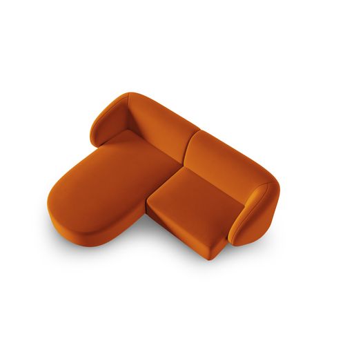 Canapé D'angle Gauche Modulable "lionel" 3 Places En Velours Terracotta