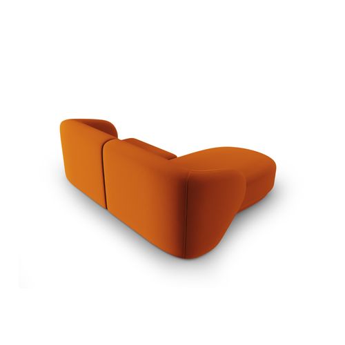 Canapé D'angle Gauche Modulable "lionel" 3 Places En Velours Terracotta