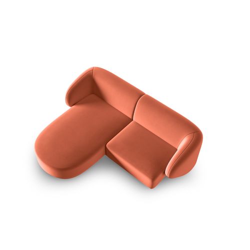 Canapé D'angle Gauche Modulable "lionel" 3 Places En Velours Corail