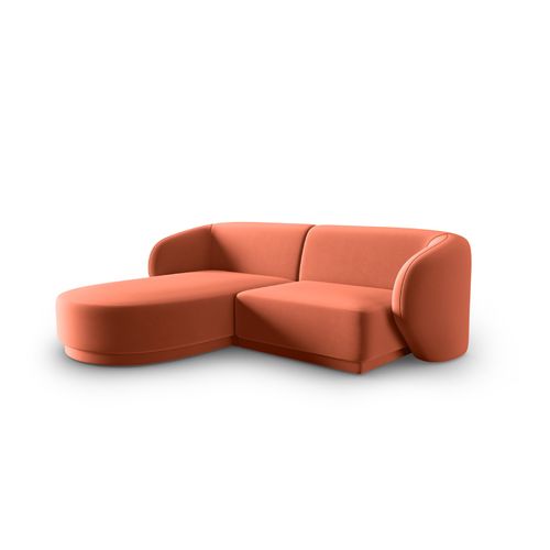 Canapé D'angle Gauche Modulable "lionel" 3 Places En Velours Corail