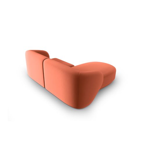 Canapé D'angle Gauche Modulable "lionel" 3 Places En Velours Corail