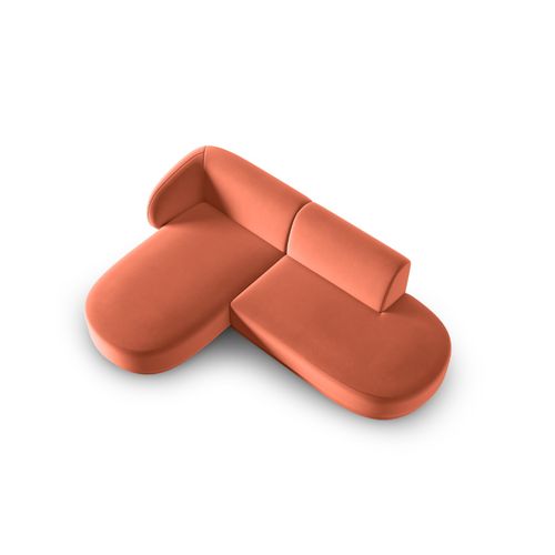 Canapé D'angle Gauche Modulable "lionel" 4 Places En Velours Corail