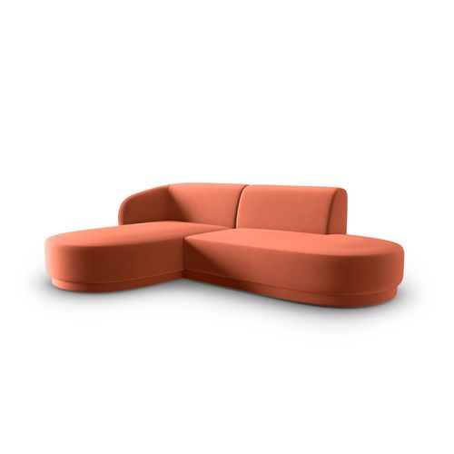 Canapé D'angle Gauche Modulable "lionel" 4 Places En Velours Corail