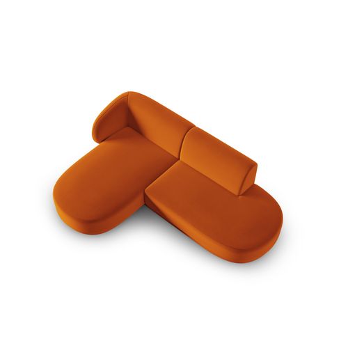 Canapé D'angle Gauche Modulable "lionel" 4 Places En Velours Terracotta