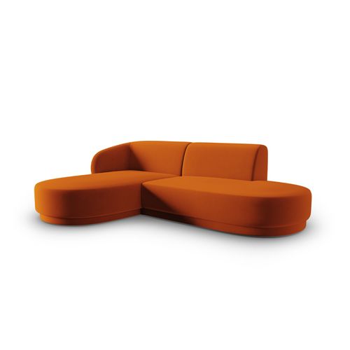 Canapé D'angle Gauche Modulable "lionel" 4 Places En Velours Terracotta