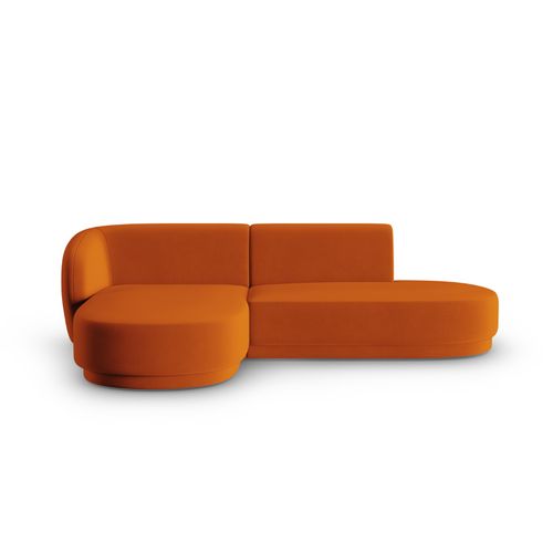 Canapé D'angle Gauche Modulable "lionel" 4 Places En Velours Terracotta