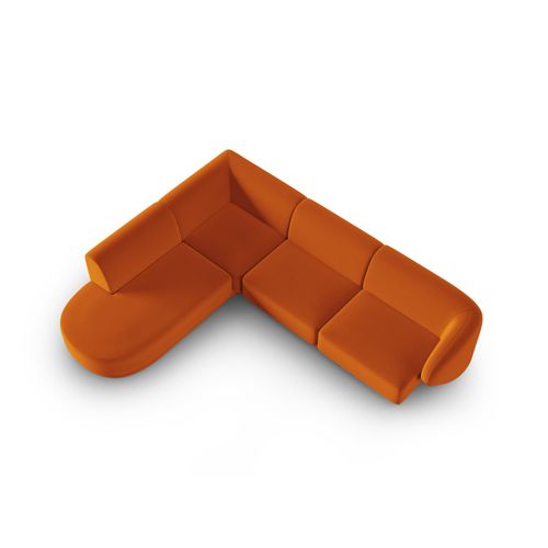 Canapé D'angle Gauche Modulable "lionel" 5 Places En Velours Terracotta