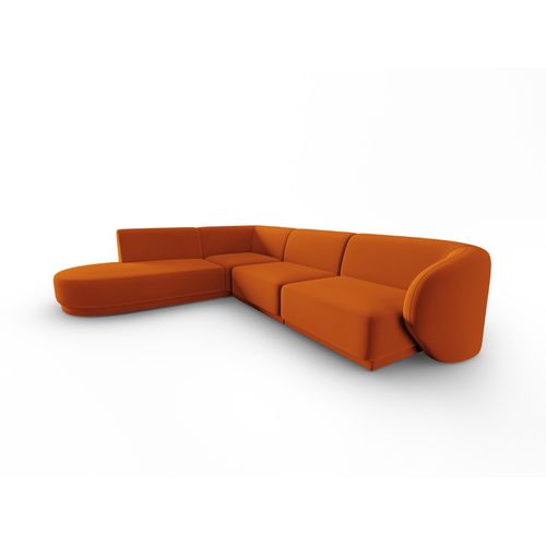 Canapé D'angle Gauche Modulable "lionel" 5 Places En Velours Terracotta