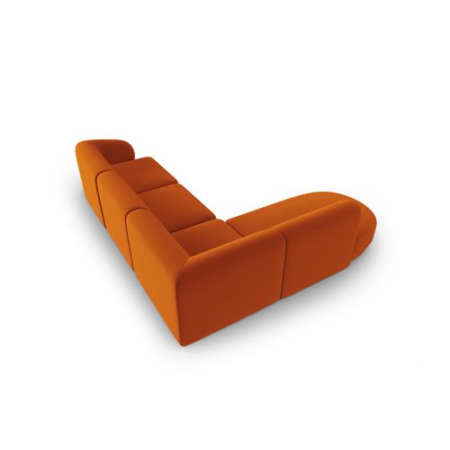 Canapé D'angle Gauche Modulable "lionel" 5 Places En Velours Terracotta