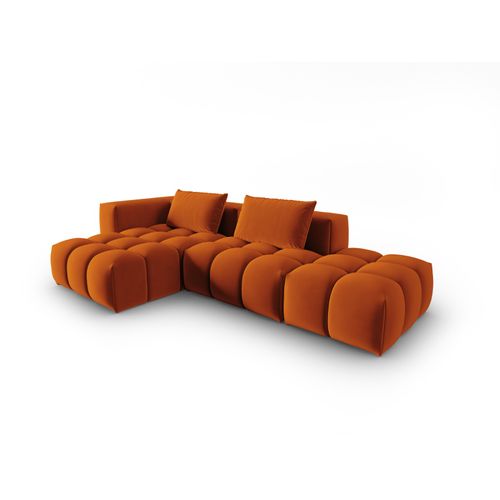 Canapé D'angle Gauche Modulable "lorella" 4 Places En Velours Terracotta