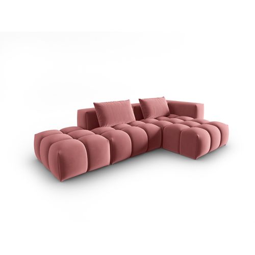 Canapé D'angle Droit Modulable "lorella" 4 Places En Velours Saumon