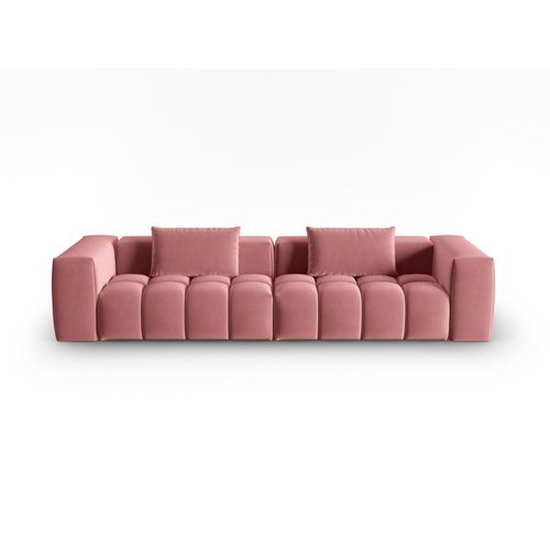 Canapé Modulable "lorella" 5 Places En Velours Saumon