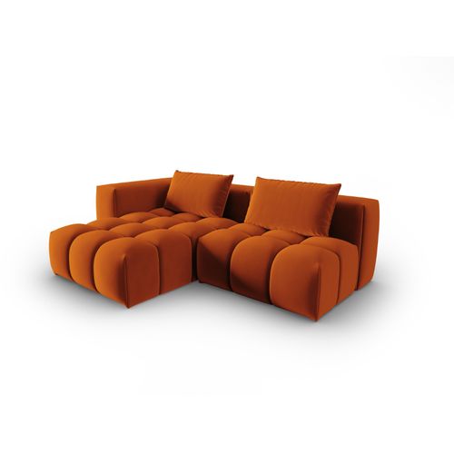Canapé D'angle Gauche Modulable "lorella" 3 Places En Velours Terracotta